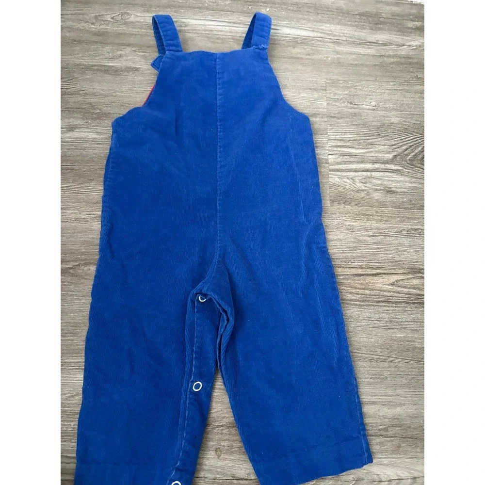 Kids Blue Corduroy Teddy Bear Football Overalls‎ Size 12 Months